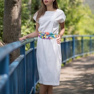 Vintage White Belted Dress